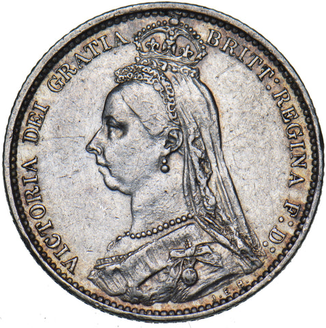 1887 Sixpence - Victoria British Silver Coin - Nice