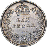 1887 Sixpence - Victoria British Silver Coin - Nice