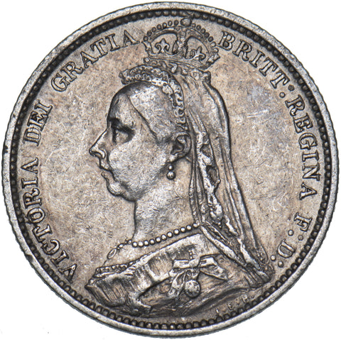 1887 Sixpence - Victoria British Silver Coin - Nice