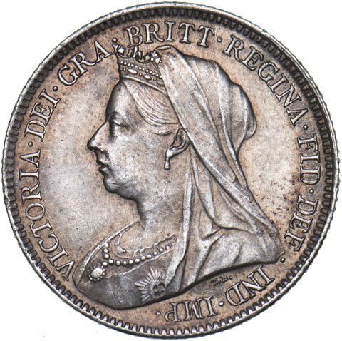 1900 Sixpence - Victoria British Silver Coin - Superb