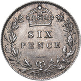 1900 Sixpence - Victoria British Silver Coin - Superb