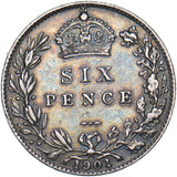 1901 Sixpence - Victoria British Silver Coin - Nice
