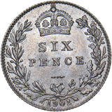 1901 Sixpence - Victoria British Silver Coin - Very Nice