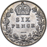 1902 Sixpence - Edward VII British Silver Coin - Very Nice