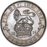 1911 Sixpence - George V British Silver Coin - Superb