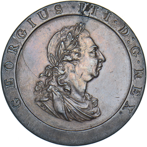 1797 Penny - George III British Copper Coin - Very Nice