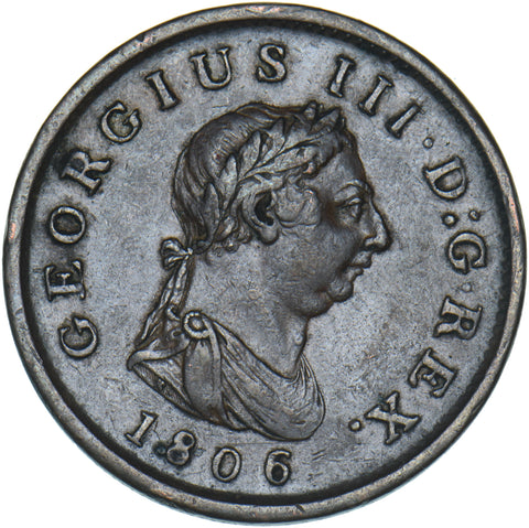 1806 Penny - George III British Copper Coin - Nice