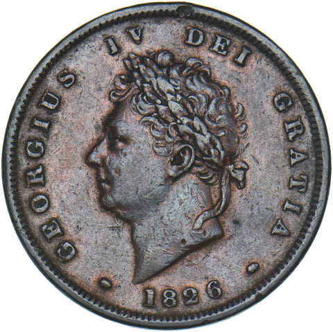 1826 Penny - George IV British Copper Coin - Nice