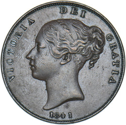 1841 Penny - Victoria British Copper Coin - Nice