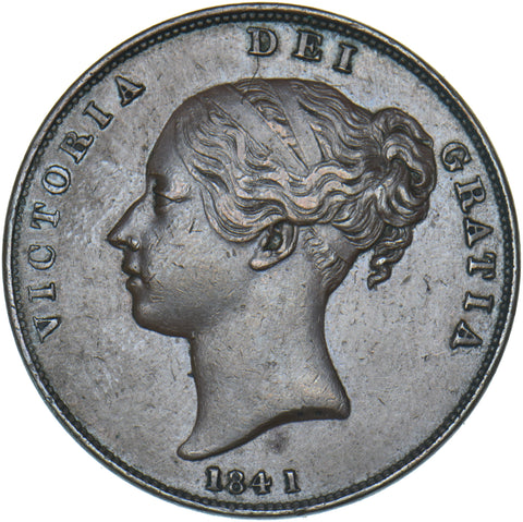1841 Penny - Victoria British Copper Coin - Nice