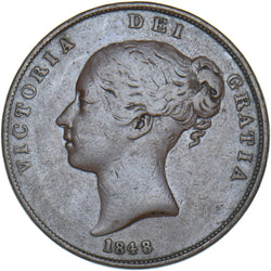 1848 Penny - Victoria British Copper Coin