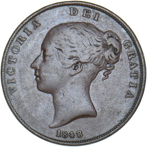 1848 Penny - Victoria British Copper Coin