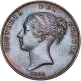 1853 Penny (OT) - Victoria British Copper Coin - Very Nice