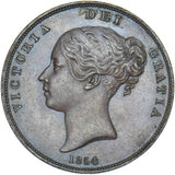1854 Penny (OT) - Victoria British Copper Coin - Very Nice