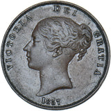 1857 Penny (PT) - Victoria British Copper Coin - Nice