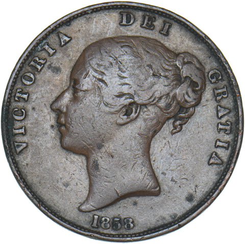 1858 Penny - Victoria British Copper Coin