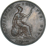 1858 Penny (8 Overstruck) - Victoria British Copper Coin - Nice