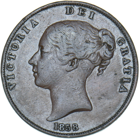 1858 Penny - Victoria British Copper Coin