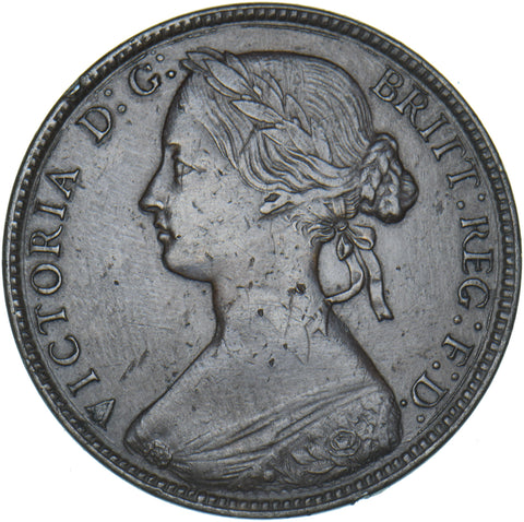 1860 Penny - Victoria British Bronze Coin - Nice