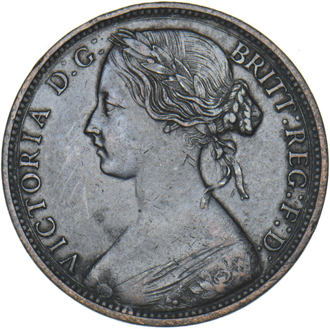 1861 Penny - Victoria British Bronze Coin - Very Nice