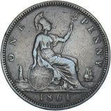 1861 Penny - Victoria British Bronze Coin - Nice