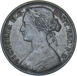 1865 Penny - Victoria British Bronze Coin - Nice