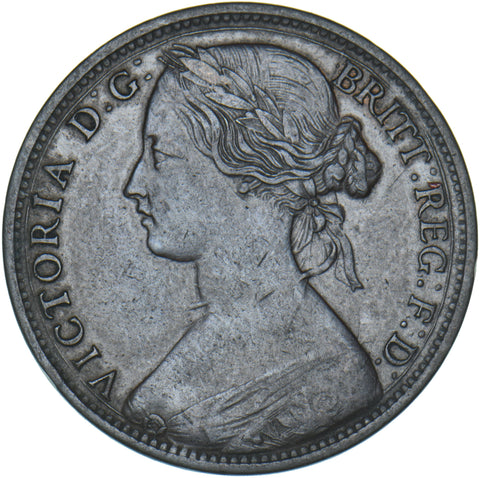 1865 Penny - Victoria British Bronze Coin - Nice