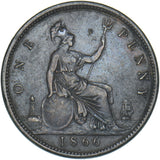1866 Penny - Victoria British Bronze Coin - Nice