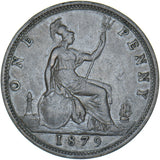 1879 Penny - Victoria British Bronze Coin - Nice