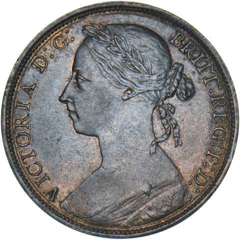 1887 Penny - Victoria British Bronze Coin - Very Nice