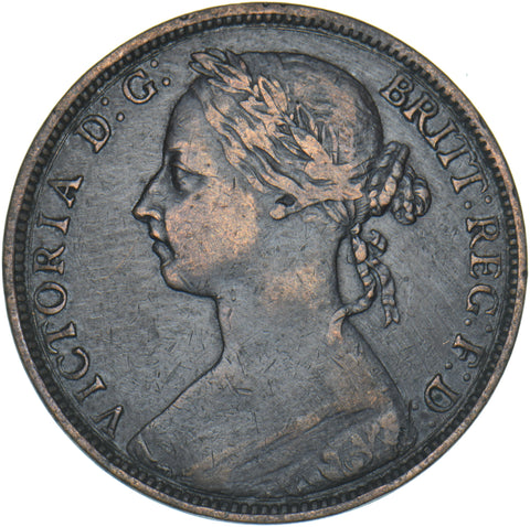 1887 Penny - Victoria British Bronze Coin - Nice