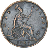1887 Penny - Victoria British Bronze Coin - Nice