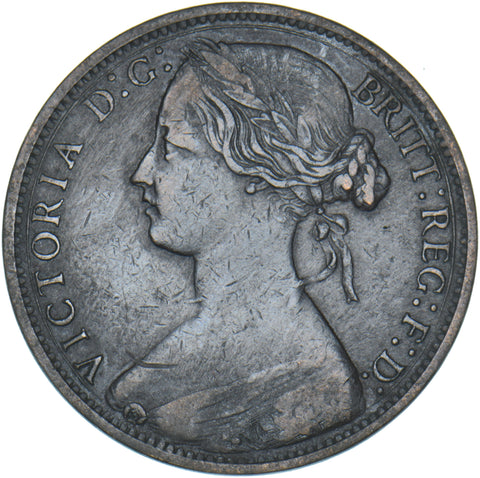 1868 Penny - Victoria British Bronze Coin - Nice