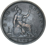 1868 Penny - Victoria British Bronze Coin - Nice