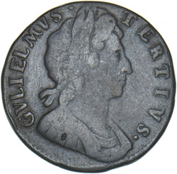 1696 Halfpenny - William III British Copper Coin - Nice