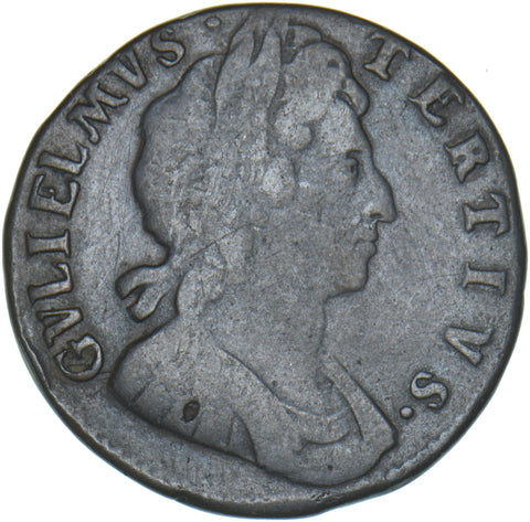 1696 Halfpenny - William III British Copper Coin - Nice