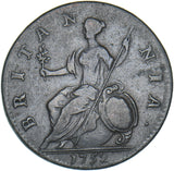 1752 Halfpenny - George II British Copper Coin - Nice