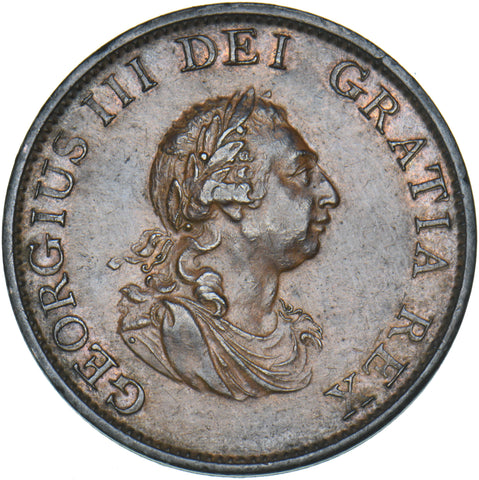 1799 Halfpenny - George III British Copper Coin - Very Nice