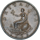 1799 Halfpenny - George III British Copper Coin - Very Nice
