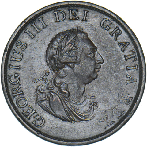 1799 Halfpenny - George III British Copper Coin - Very Nice