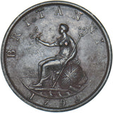 1799 Halfpenny - George III British Copper Coin - Very Nice