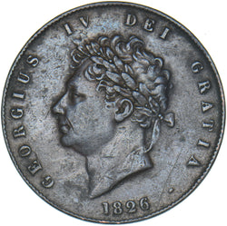 1826 Halfpenny - George IV British Copper Coin - Nice