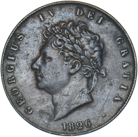 1826 Halfpenny - George IV British Copper Coin - Nice