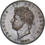 1826 Halfpenny - George IV British Copper Coin - Very Nice
