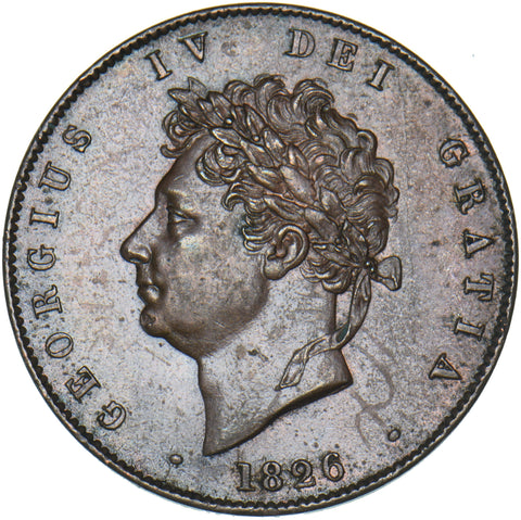 1826 Halfpenny - George IV British Copper Coin - Very Nice