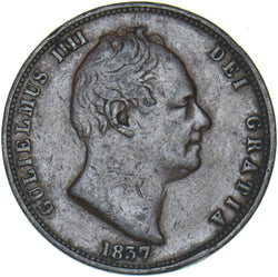 1837 Halfpenny - William IV British Copper Coin - Nice