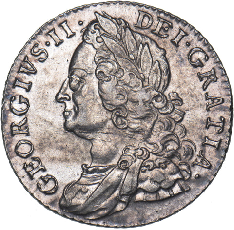 1758 Shilling - George II British Silver Coin - Very Nice