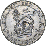 1913 Shilling - George V British Silver Coin - Very Nice