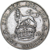 1919 Shilling - George V British Silver Coin - Nice