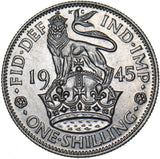 1945 English Shilling - George VI British Silver Coin - Superb